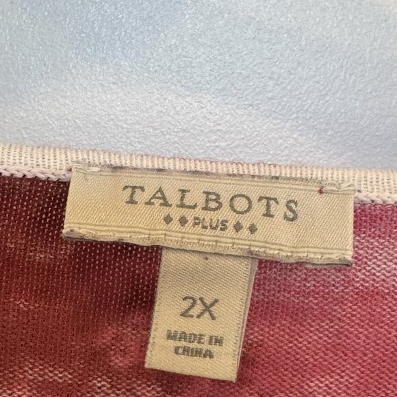 Talbots 2xl Long-Sleeve Pink Red Grey Cream Floral Print T-Shirt EUC Casual - Picture 3 of 5